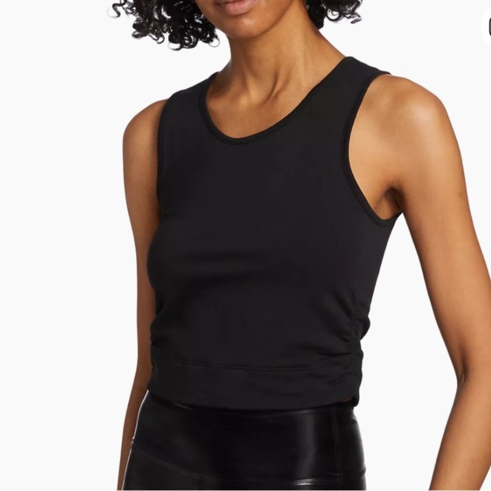 ATM Anthony Thomas Melillo Side Ruched  Crop Tank in black